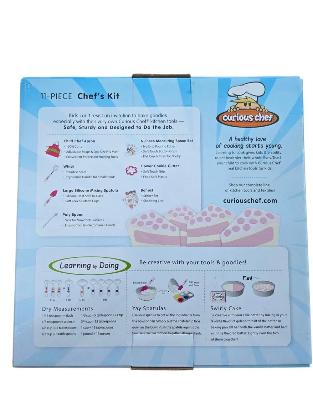 Curious Chef - NEW 11-Piece Kids Chef Set - Pink & Green